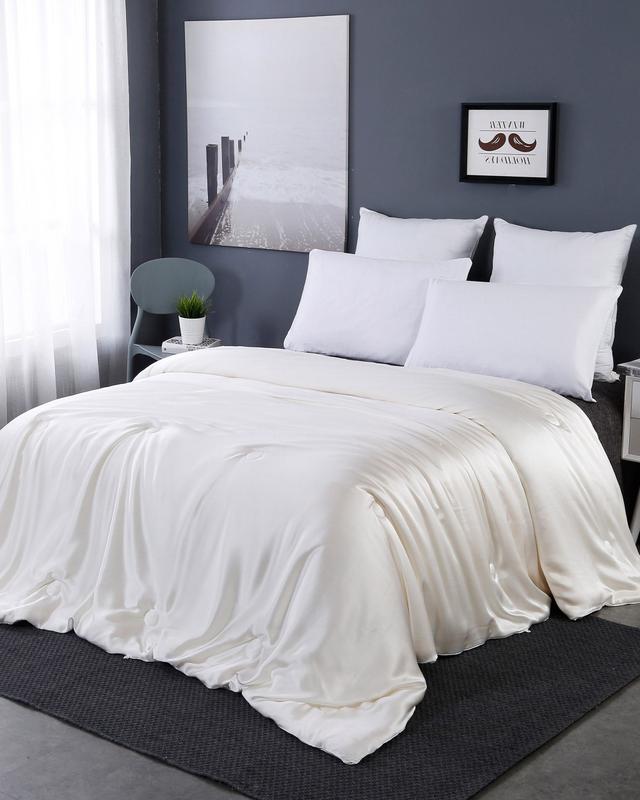 LILYSILK Cozy All Season Cotton Covered Silk Duvet UK Bed Silk Comforter Double(200X200Cm Silk Weight:1.25Kg)