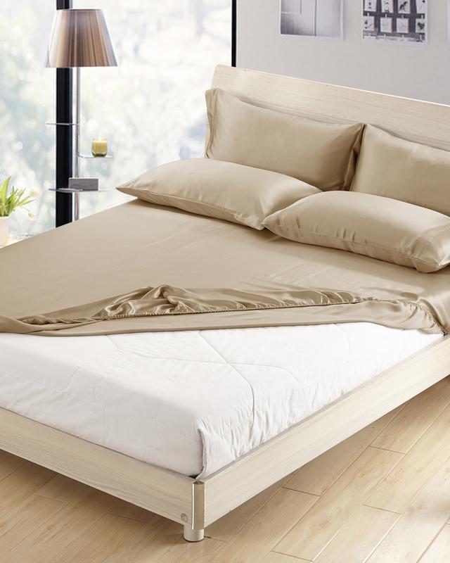 LILYSILK Silk Fitted Sheet Coffee UK 100% Silk Smooth Silk Bedding King(150x200+30cm)