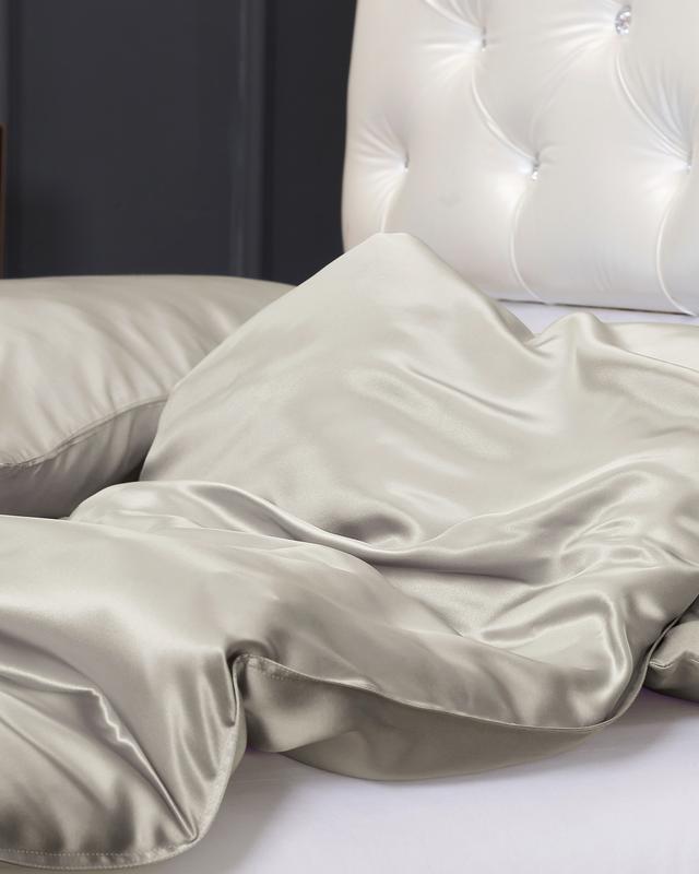 LILYSILK Silk Bedding Grey UK Durable Silk Naturally Hypoallergenic Silk Duvet Cover Double (200W x 200L cm)