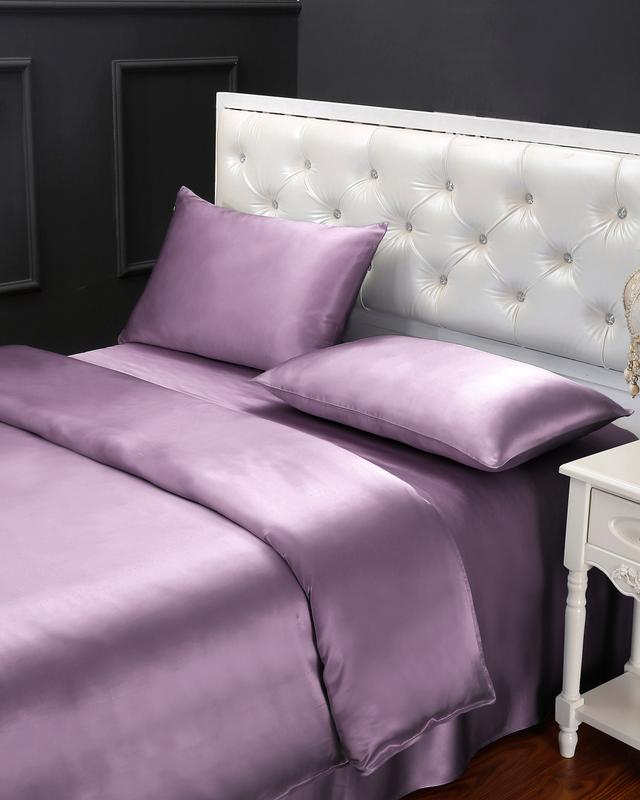 LILYSILK Mulberry Silk Duvet Cover UK Skin Friendly 25 Momme Seamless Luxury Duvet Covers Purple Single (140W x 200L cm)