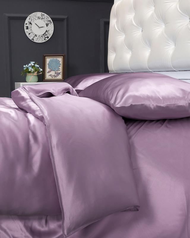 LILYSILK Silk Bedding Purple UK Mulberry Silk Ultra-Soft Silk Duvet Cover Double (200W x 200L cm)