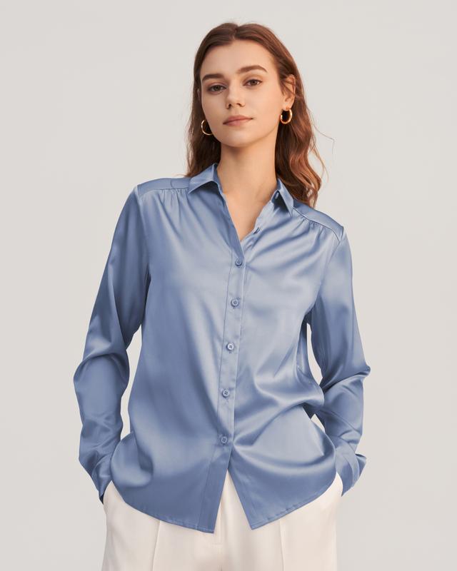 LILYSILK Chemise Soie Femme S Bleu azur