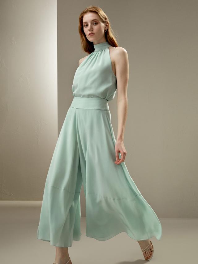 LILYSILK Pantalons En Soie Menthe Verte Ceinture Large, Sensation De Fluidité 100% Soie Naturelle Doux Pour La Peau Et Respirant 36