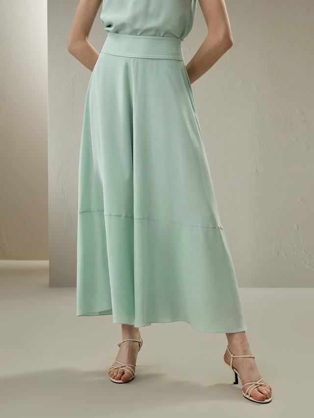 LILYSILK Pantalon Large Soie Menthe Verte Forme Évasée Surdimensionnée, Ceinture Large 100% Soie Naturelle Confortable Brillant Lisse Doux 40