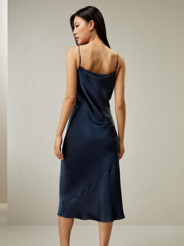 LILYSILK Female Silk Slip Dress - Navy Blue 100% Silk - Luxurious Sleeveless Silk Dress 2