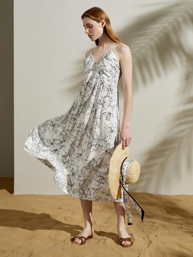 LILYSILK Womens Silk Floral Dress - Black-White Floral Pattern 100% Grade 6A Silk - Relaxed Sleeveless Relaxed Fit Dress 16