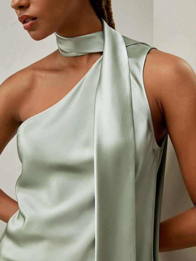 LILYSILK Silk Cami Top - Ladies - Green Pure Silk - Graceful Self-Tie Tassel Scarf Top 4