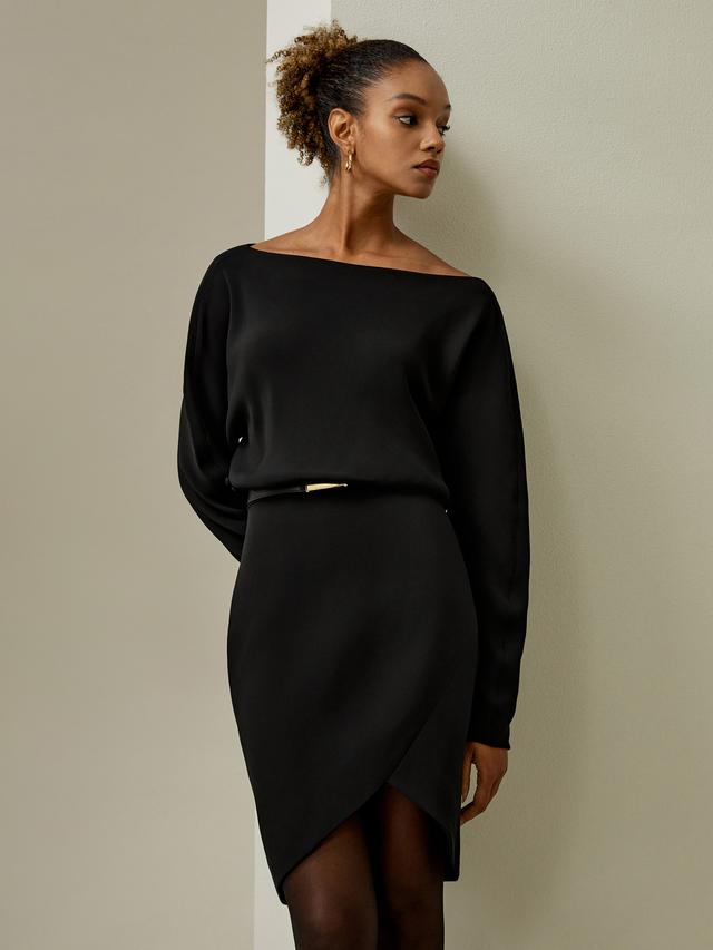 LILYSILK Silk Mini Dress Hidden Side Zip Versatile For All Occasions UK Black UK 18