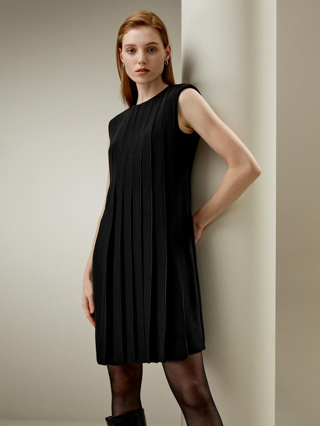 LILYSILK Silk Dress 30MM Silk Crepe And Chiffon Crewneck And Sleeveless A Go-To Piece For Multiple Occasions UK Black UK 8