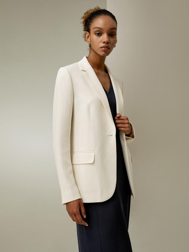 LILYSILK Silk Sleek Blazer Heavy Silk Crepe Expertly Tailored For A Flattering Fit Elegant Style UK Lily White UK 16