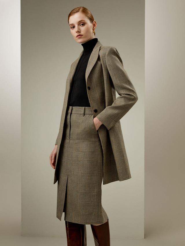 LILYSILK Silk Wool Blend Blazer Womens Silk-Wool Blend Glen Check Great For Formal And Semi-Formal Occassions UK flax UK 10