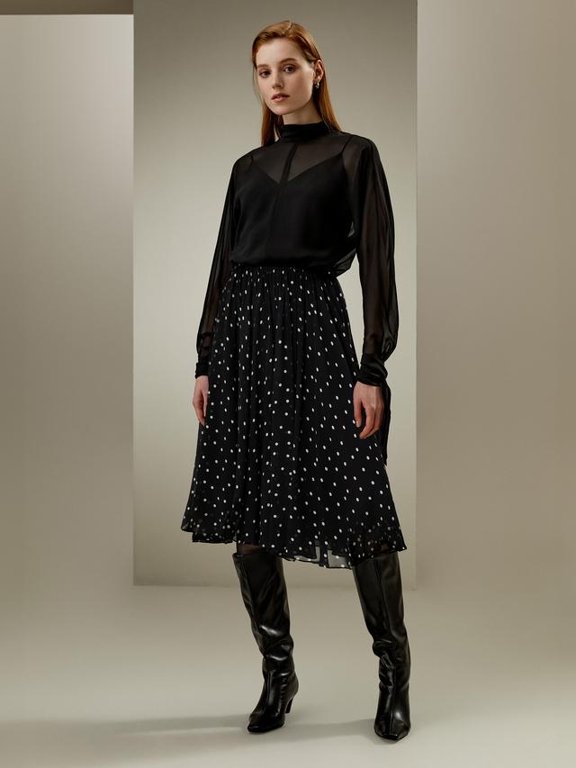 LILYSILK Silk Midi Skirt - for Women - Black Wrinkle Free Silk - Feminine Clean Waist Skirt 8