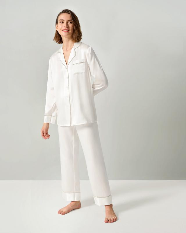 LILYSILK 100% Pure Ladies Silk Pyjamas Oeko-Tex Online UK White Xl