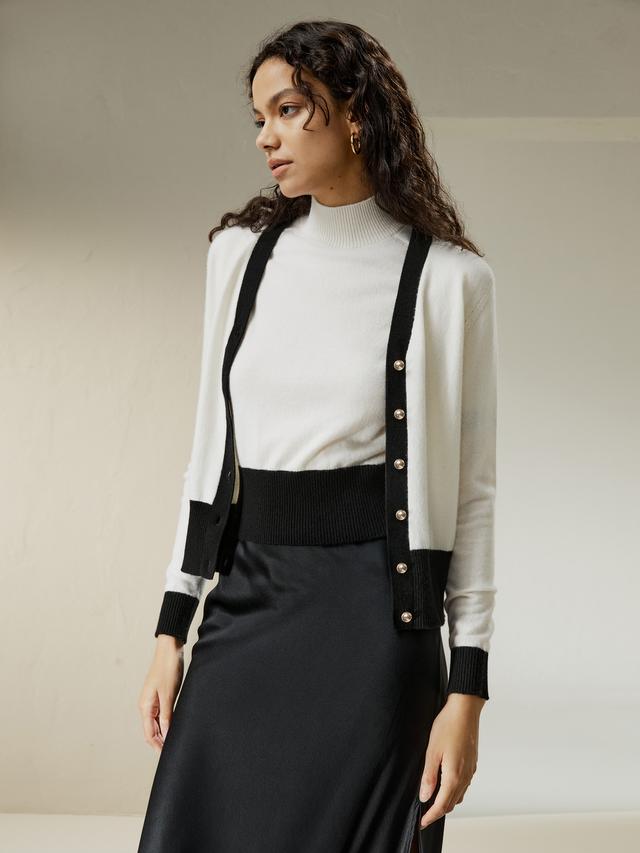 LILYSILK Women's Cashmere Cardigan White 100% Cashmere Designed for Fall Skin-Friendly and Breathable S