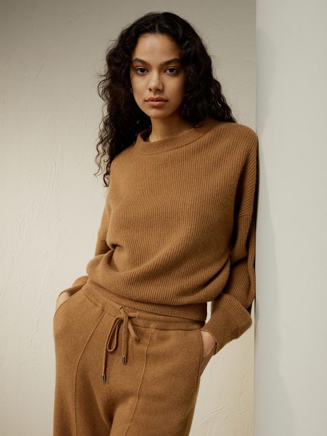 LILYSILK Women Cashmere Hoodie Brown Baby Soft To The Touch Oversized and Loungeful Round Neck Matching Pants Available L