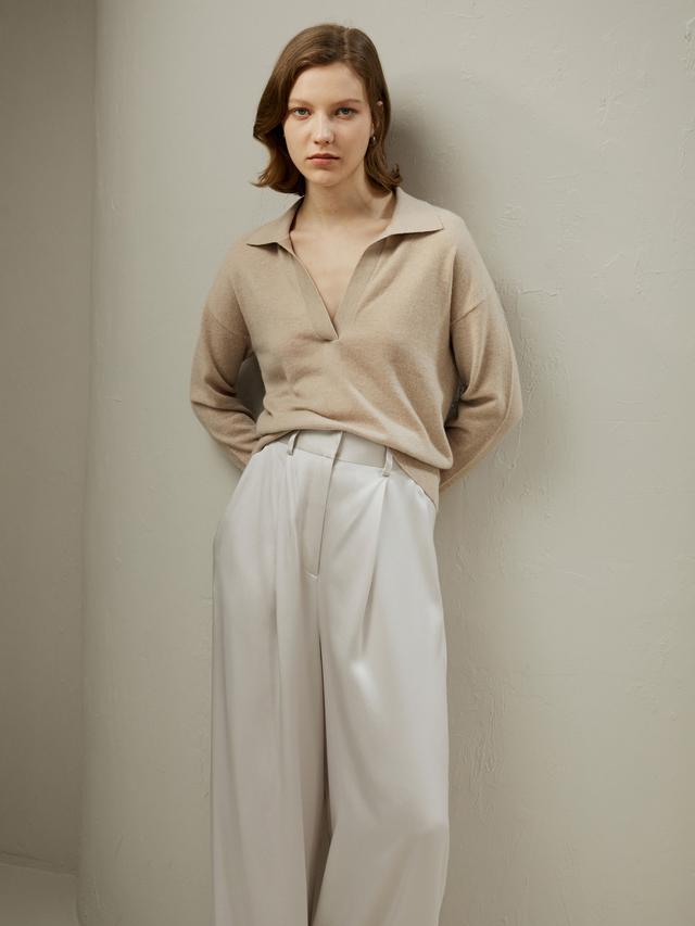 LILYSILK Le Cachemire Femme Chameau Clair Col En V, Basique Universel Raffiné 100% Cachemire Facile À Assortir Pour Toutes Les Occasions M