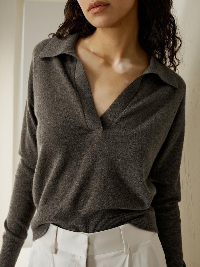 LILYSILK Womens Cashmere Jumpers Coffee UK 100% A-Grade Cashmere Warm Dropped Shoulder Cashmere Sweater S