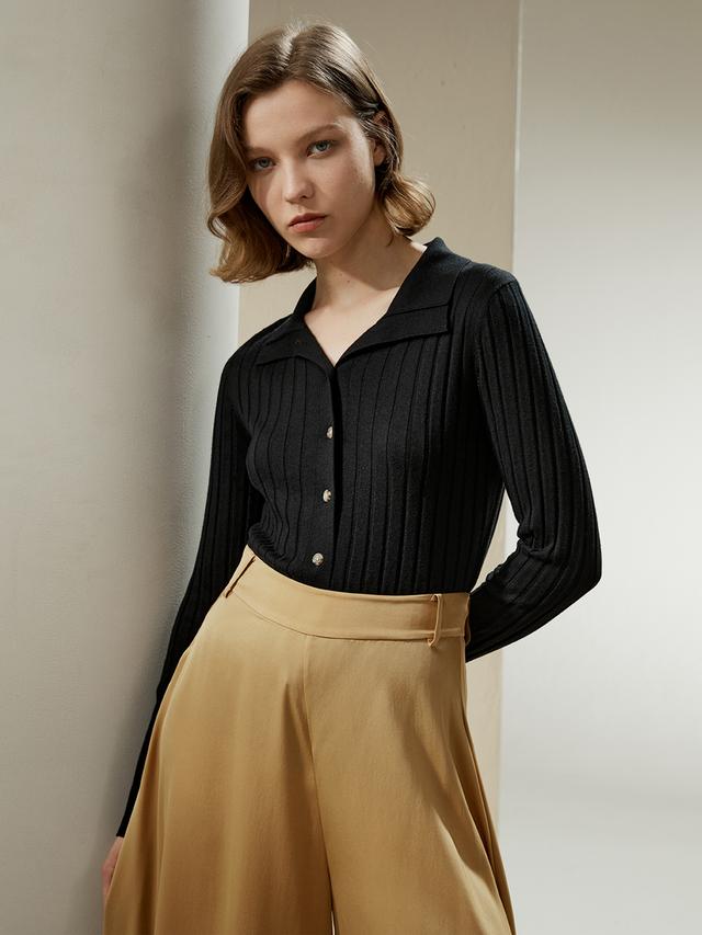 LILYSILK Ladies Cashmere Cardigans Black UK Silk Cashmere Blend Versatile Ribbed Sweater M