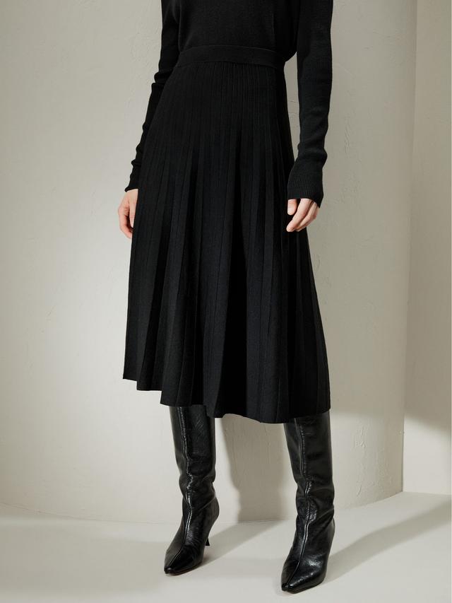 Lilysilk Collegiate Ultra-Fine Merino Wool Skirt Suitable For Various Occasions UK Black Xl