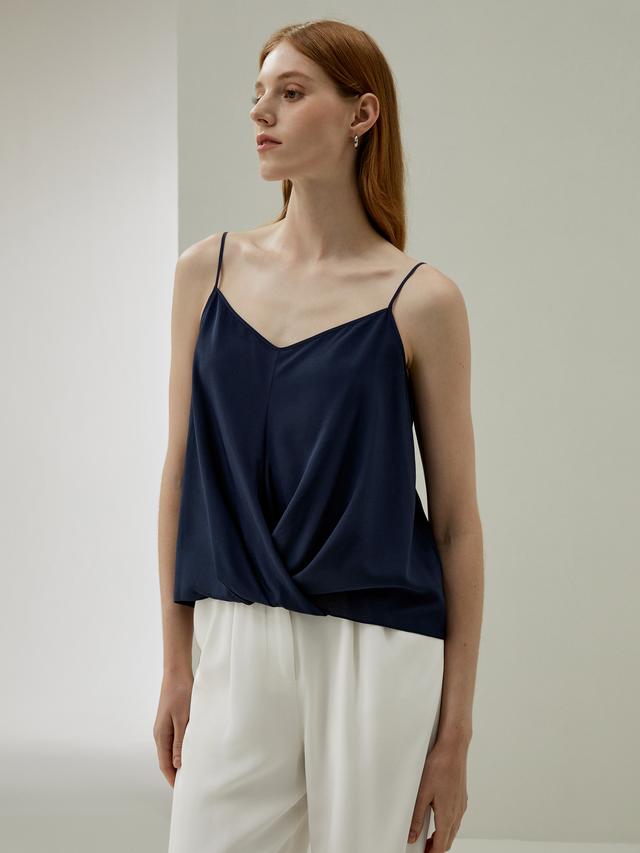 LILYSILK Silk Camisole Wrinkle-Resistant Square Cowl Neck Suitable From Formal To Casual UK Navy Blue M