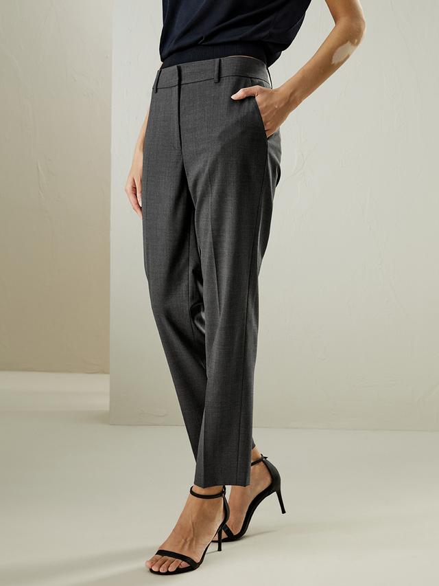 LILYSILK Pantalons En Laine Gris Métal Design Intemporel 100 % Laine Mérinos Italienne Pièces Incontournables Pour De Multiples Occasions 42