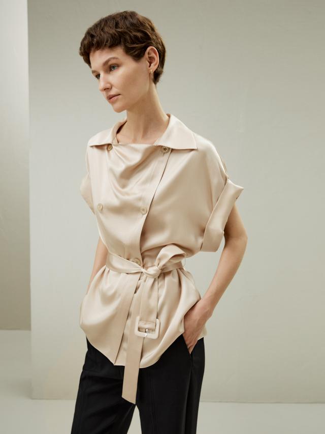 LILYSILK Top Soie Blanc Or Champagne La Texture Brillante Luxueuse 100% Soie Pure Doux Pour La Peau Et Respirant S