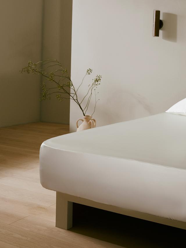 LILYSILK Silk Sheets Queen Adult White Glossy and Smooth Breathable Light and Soft Fitted Sheet