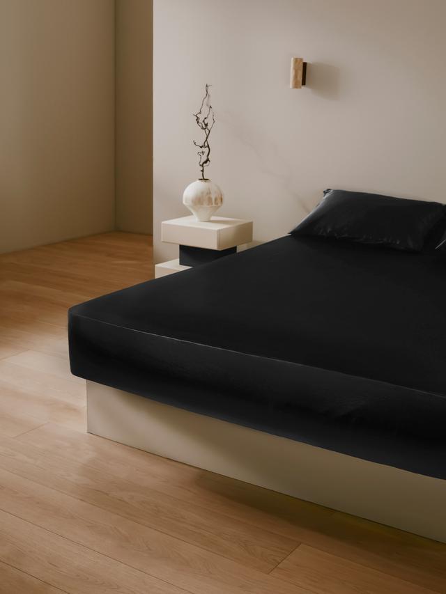 LILYSILK Silk Fitted Sheet Adult Black 750 Thread Count Luxurious Skin-Friendly and Breathable Full