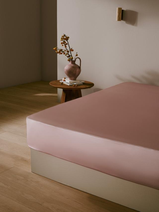LILYSILK Silk Bedding UK Breathable 25 Momme Seameless Silk Fitted Sheets Pink Double(140x190+30cm)