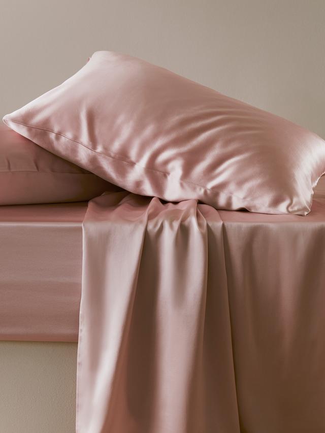 LILYSILK Silk Sheet Adult Pink Glossy and Smooth Breathable 100% Grade 6A Mulberry Silk Twin