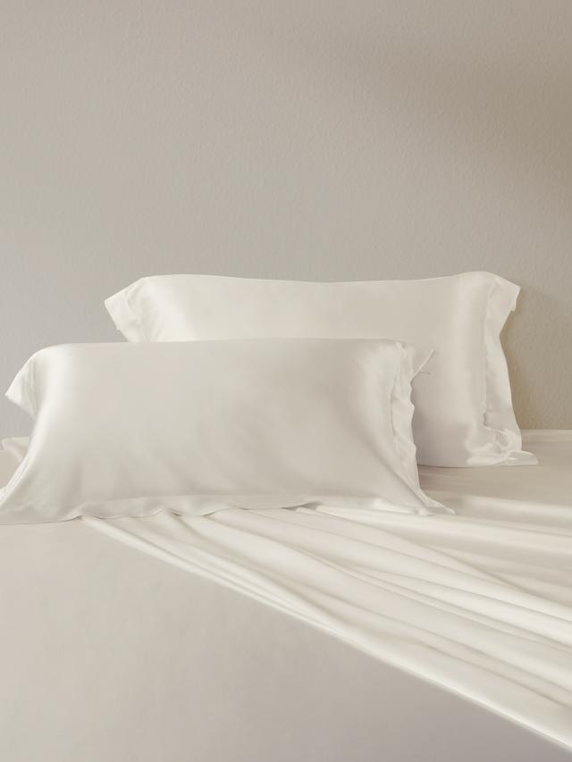 Lilysilk Silk Pillow Case 25MM 2Pcs For Smoother Skin And Hair UK Natural White King (50 X 90Cm)