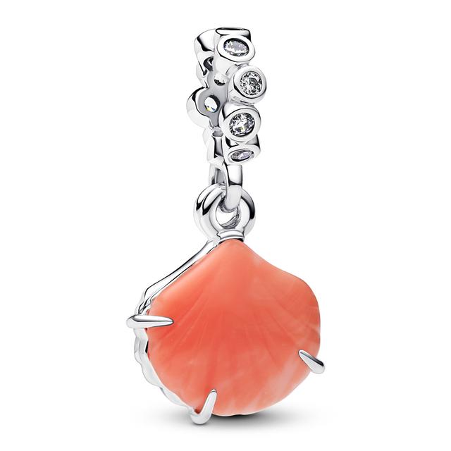 Pandora  Coral-Colored Shell Double Dangle Charm