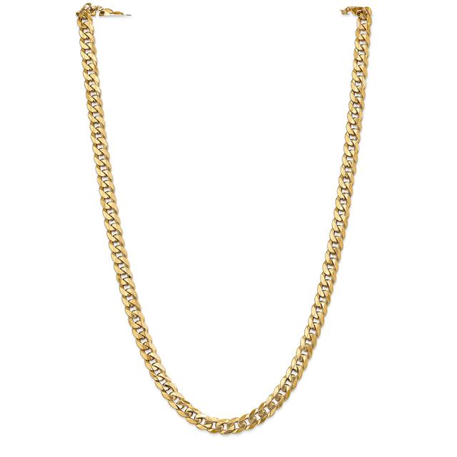 REEDS 14K Yellow Gold 8mm Beveled Curb Chain Necklace - 24 Inches
