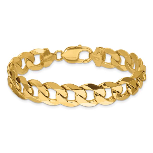 REEDS 14K Yellow Gold 12mm Beveled Curb Chain Bracelet - 9 Inches