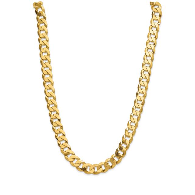 REEDS 14K Yellow Gold 12mm Beveled Curb Chain Necklace - 24 Inches