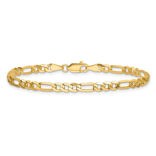 REEDS 14K Yellow Gold 4mm Flat Figaro Chain Bracelet - 9 Inches