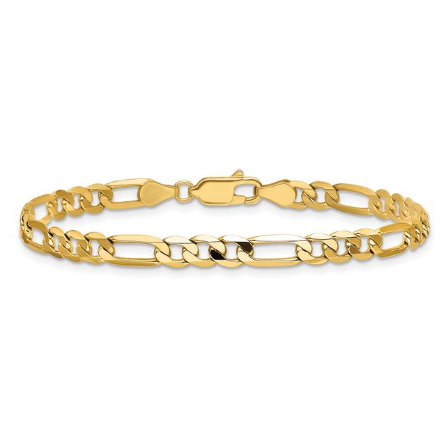 REEDS 14K Yellow Gold 4.75mm Flat Figaro Chain Bracelet - 8 Inches