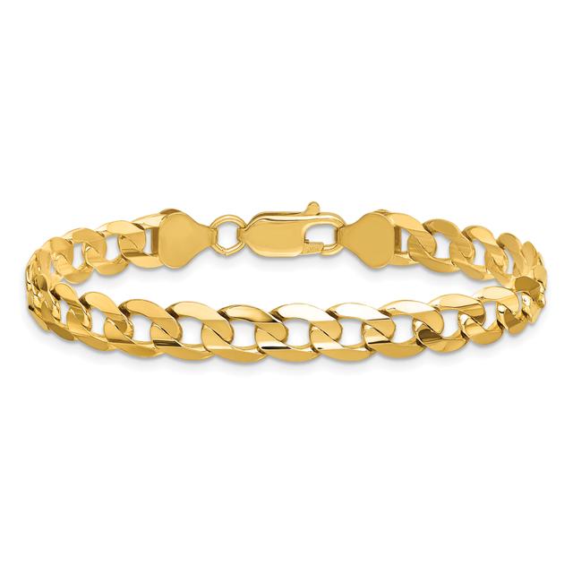 REEDS 14K Yellow Gold 6.75mm Concave Curb Chain Bracelet - 9 Inches