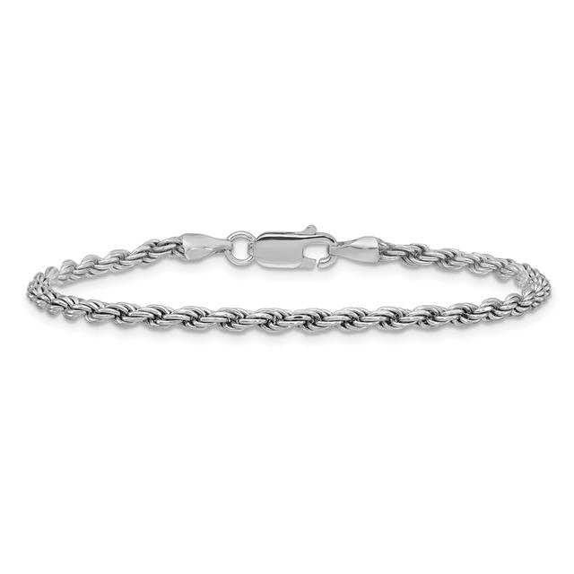 REEDS Sterling Silver 2.75mm Diamond-Cut Rope Chain Anklet - 9 Inches