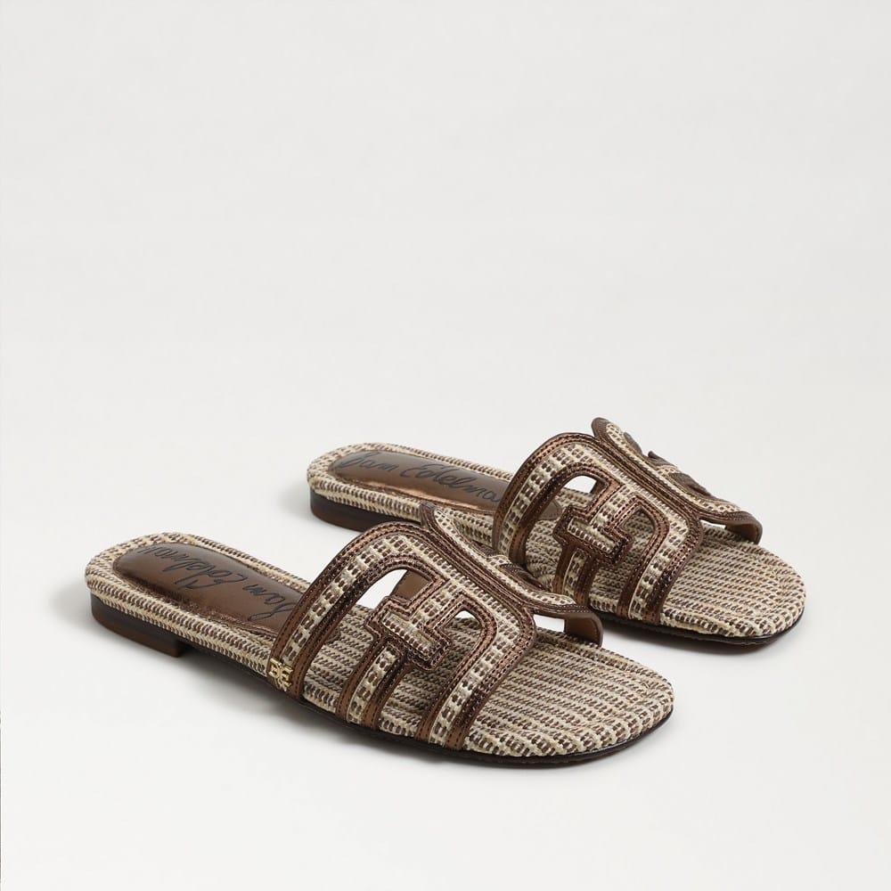 Bay Multicolor Slide Sandal Café Sand Faux Raffia