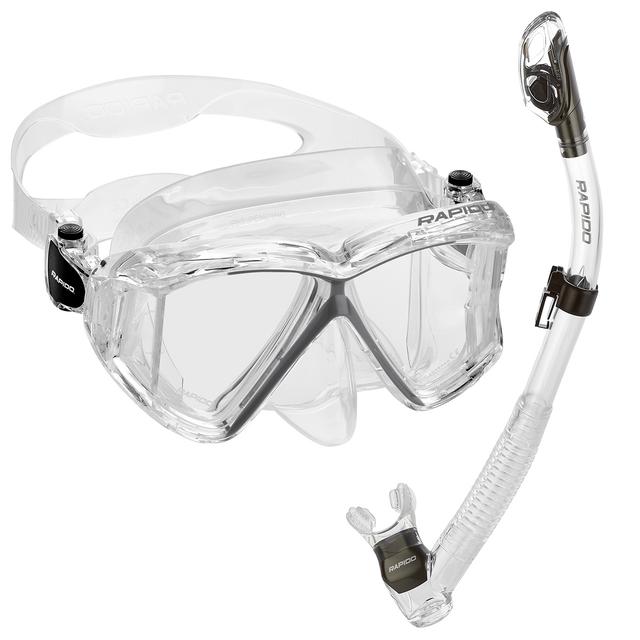 Rapido Panto-180 Four Lens Mask and Snorkel Combo Clear/Titanium
