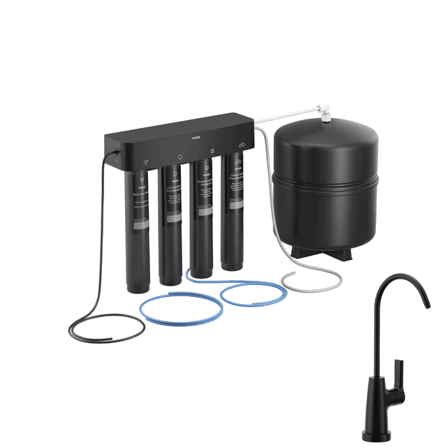 Moen Reverse Osmosis Water Filtration System with Sip Faucet Bundle - Matte Black
