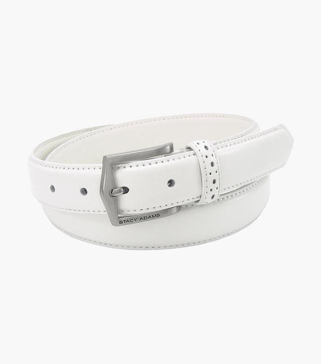 Stacy Adams Shoes Pinseal Perf Strap Genuine Leather Belt White Size 34