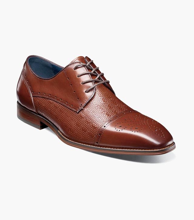 Stacy Adams Shoes Silsbury Cap Toe Oxford Cognac Size 7.5