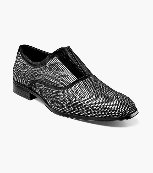 Stacy Adams Shoes Starleigh Rhinestone Plain Toe Slip On Black and Silver Size 15