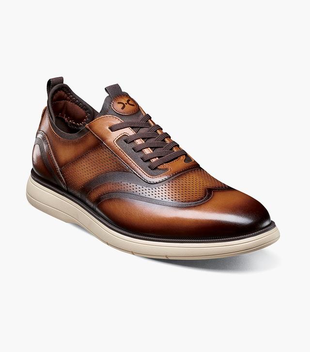Stacy Adams Shoes Edgewood Wingtip Elastic Lace Up Cognac Size 11.5