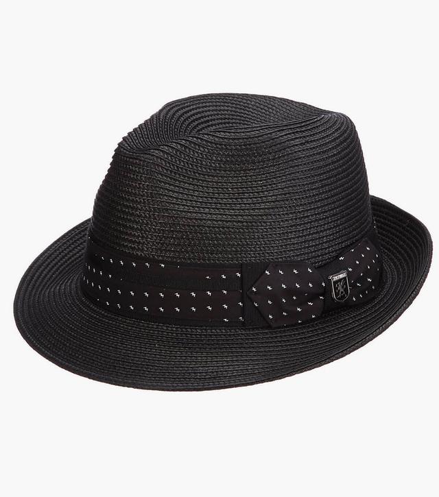 Stacy Adams Shoes Casey Fedora Grosgrain Pinch Front Hat Black Size Small