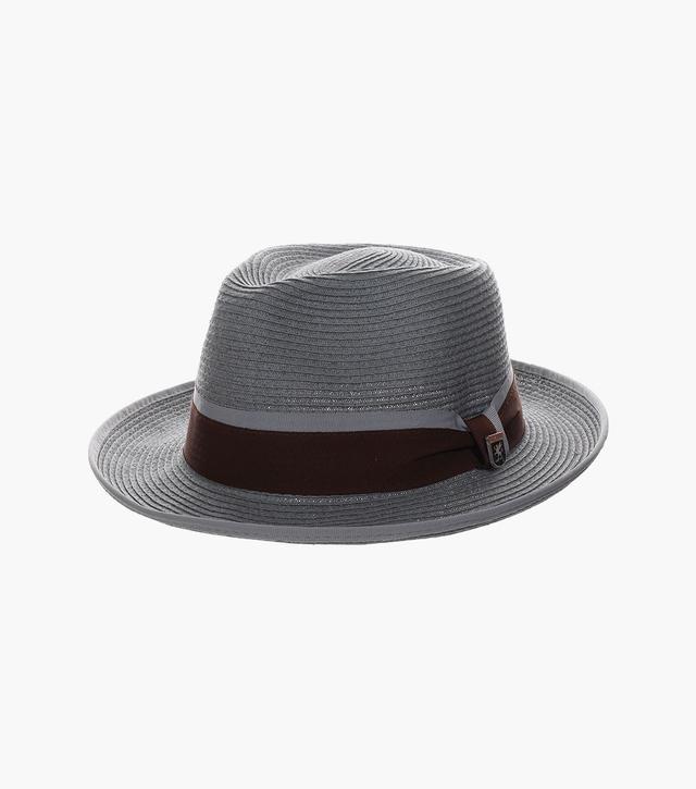 Stacy Adams Shoes Pacetti Fedora Paper Braid Pinch Front Hat Gray Size Medium