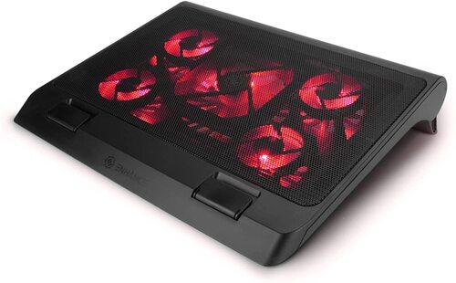 ENHANCE ENGXC10100RDEW Gaming Laptop Cooling Pad Stand - 5 Fans - Adjustable Fan Speed - 2 x USB 2.0 Ports - 17 Inch Laptops - Red