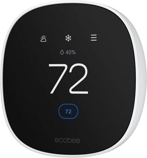 Ecobee EB-STATE7-01 Smart Thermostat Essential - Black/ White - 2.8 Inches Color LCD Display - Touchscreen - Wi-Fi Connectivity - Heating and Cooling